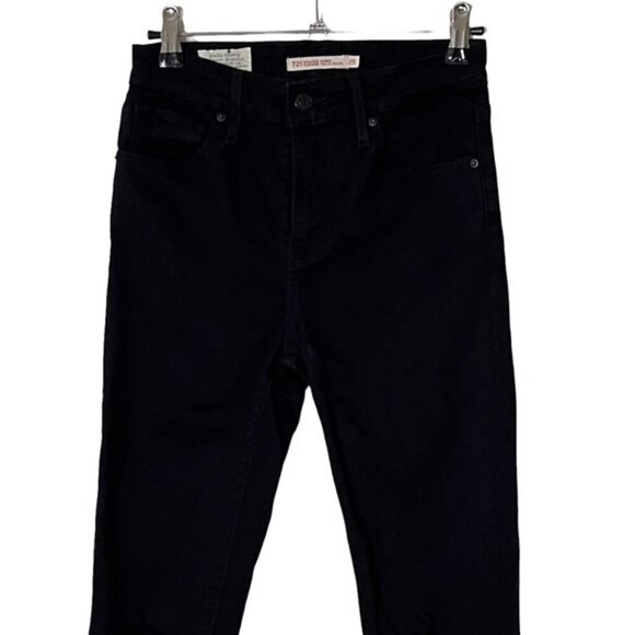 Levi’s 721 High Rise Skinny Ripped Jeans Black Women’s Size 25x30 Distressed - Picture 3 of 15